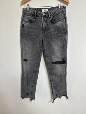 We The Free Free People Faded Black Grey Distressed Jeans Size 28